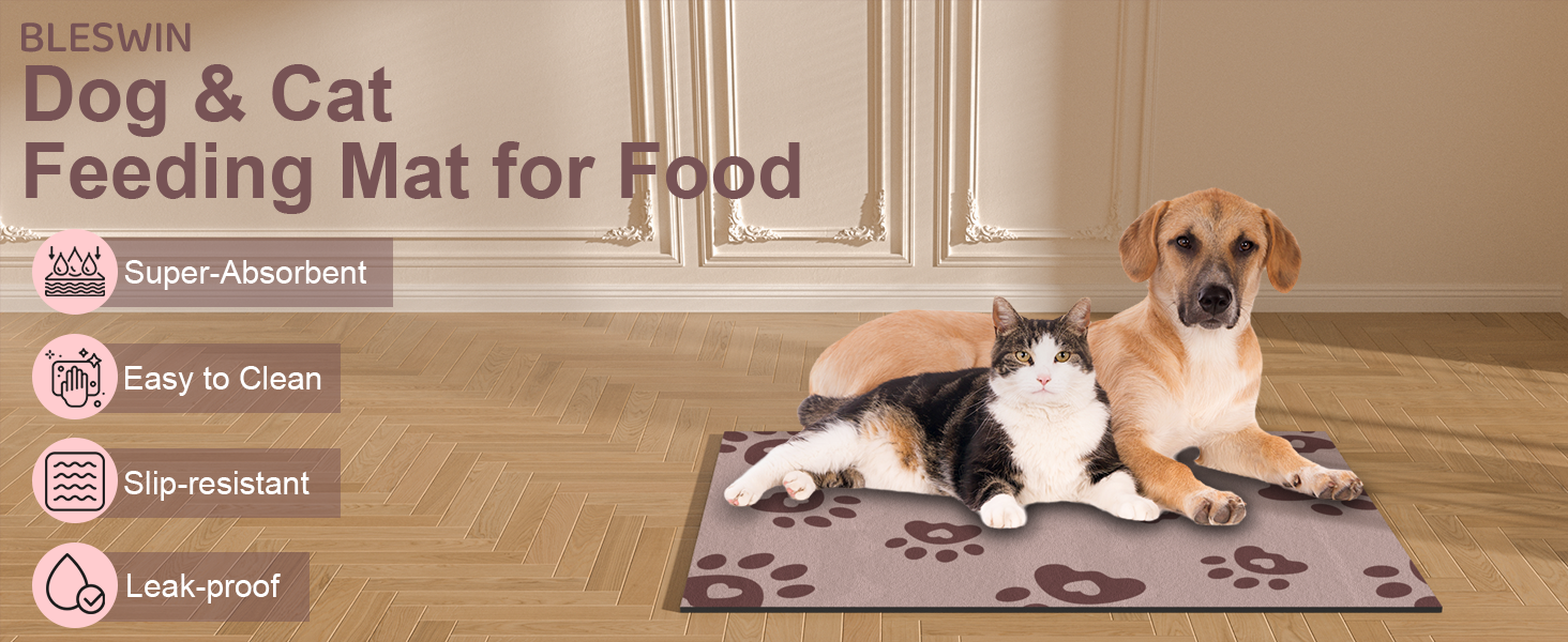 Килимок під миску для собак BLESWIN, 30 x 50 см, вбираючий, антиковзкий, для цуценят, рожевий
