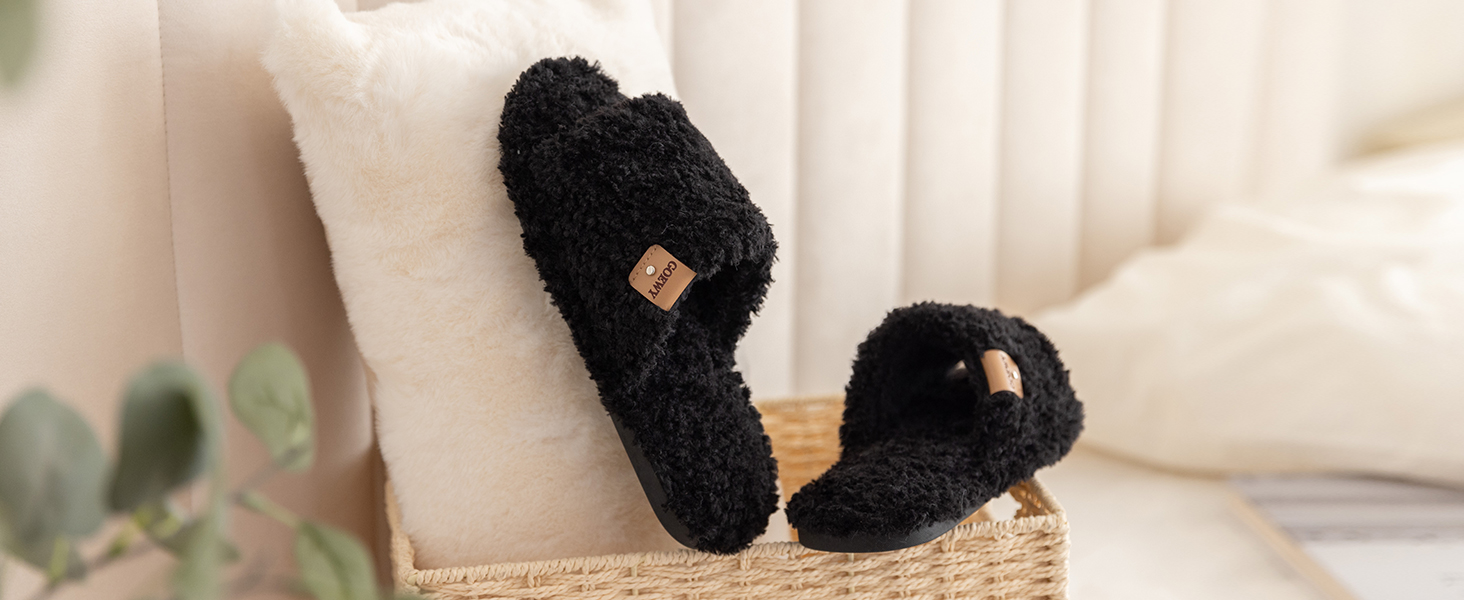 Жіночі домашні тапочки з меморі-піною - м'які відкриті тапочки на п'яті, неслизька підошва для дому/на вулицю. Супер м'які пухнасті тапочки-слайдери в подарунок для жінок та матерів