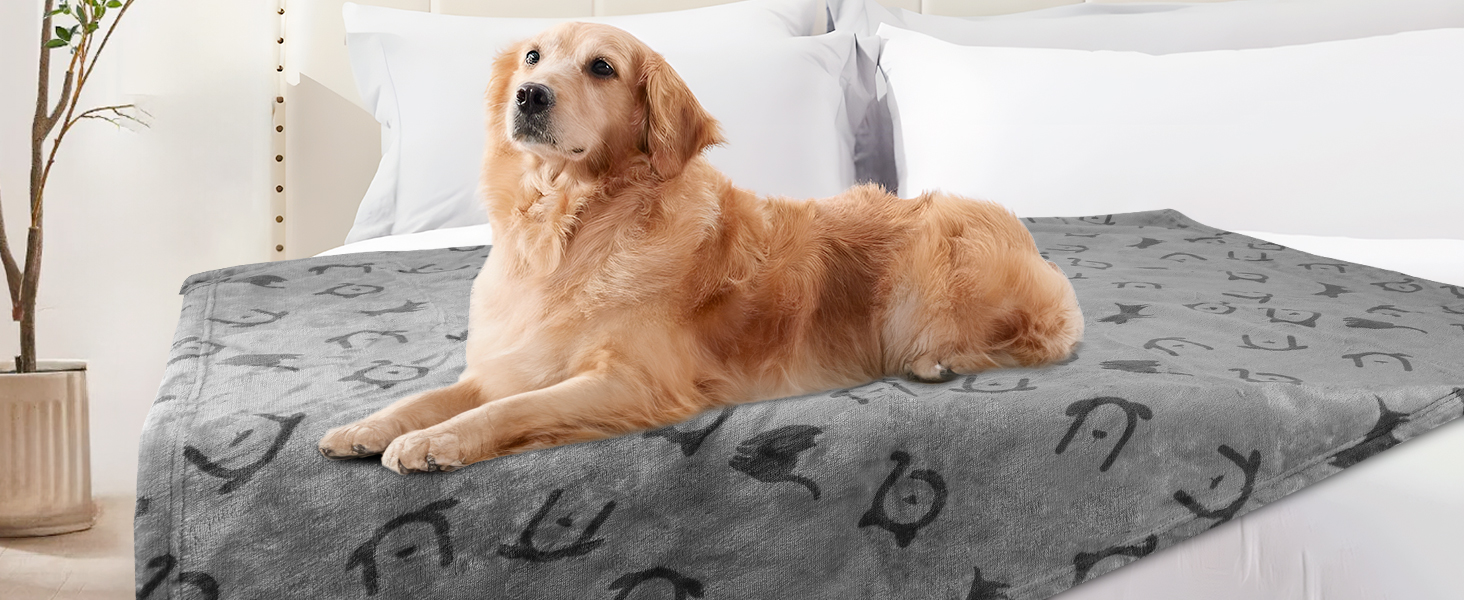 Водонепроникний плед для собак Nobleza XXL (203 x 152 см), м'який та пухнастий, для собак та котів, можна прати в машині, двосторонній чохол для дивану, сірий