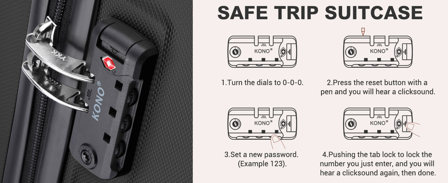 Чемодан KONO 24 дюйми, ABS, з TSA-замком, 4 колеса, 65×44×25.5 см, кремовий