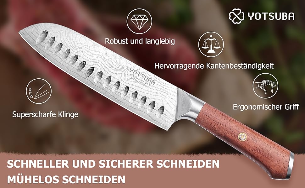 Професійний кухонний ніж Santoku 18 см з японської нержавіючої сталі з високим вмістом вуглецю, ергономічна ручка, для дому та ресторану