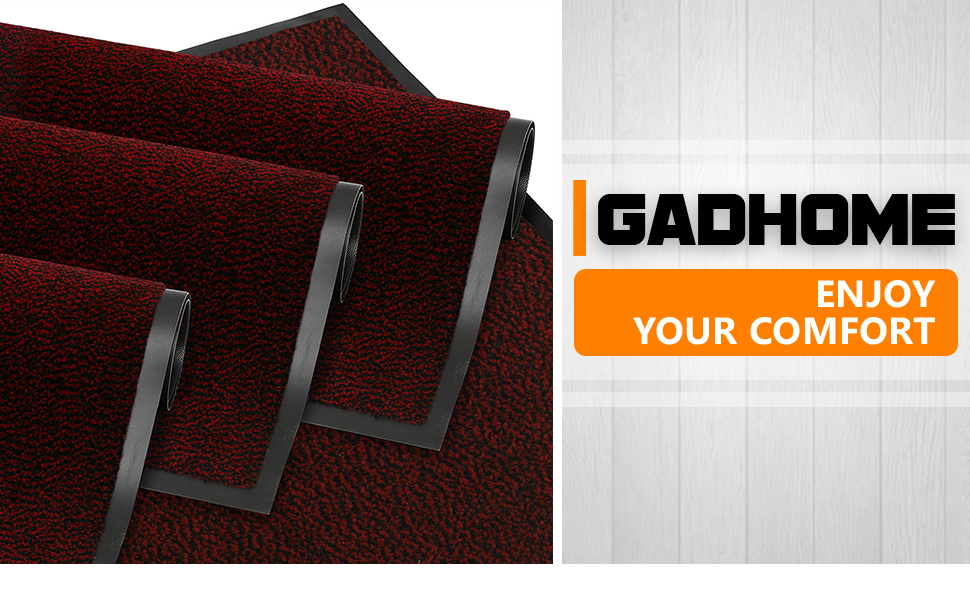 Килимок придверний GadHome 60x90 см, червоний, водовідштовхувальний, антиковзкий, для дому та офісу