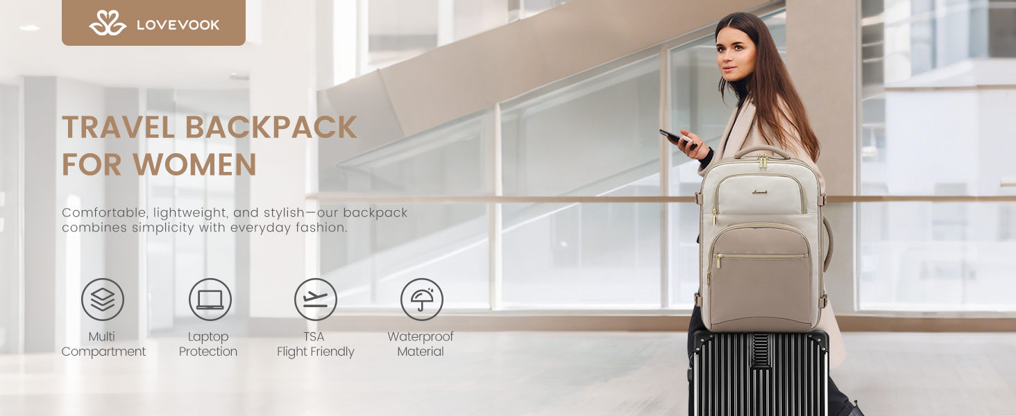 LOVEVOOK Рюкзак для ручної поклажі, 40L, для подорожей, чоловічий/жіночий, 17 дюймів, водонепроникний, для вихідних, кемпінгу, бізнесу