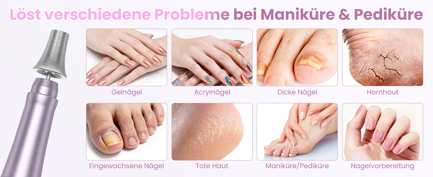 Бездротовий фрезер для нігтів 35.000 об/хв - професійний нейл-дриль для гелю та акрилу, електрична нігтьова пилка з регулюванням швидкості (фіолетовий)