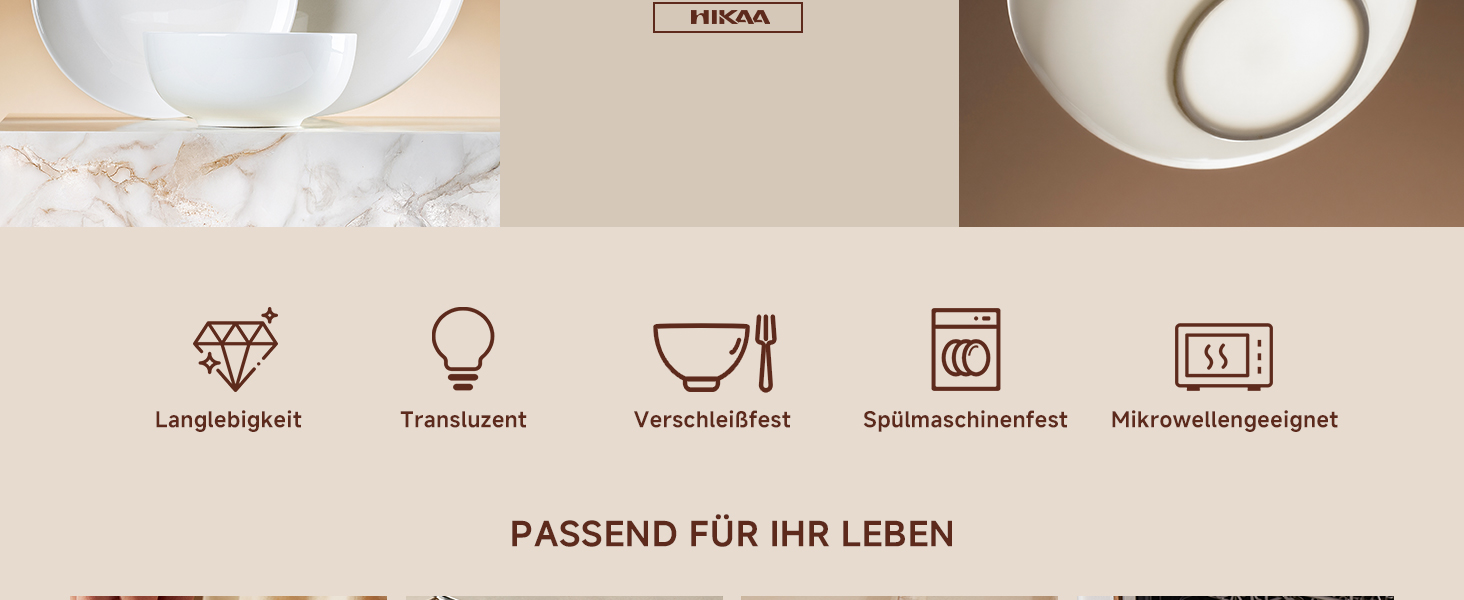 Сервіз HIKAA на 6 осіб, 18 предметів, з кісткового фарфору, набір тарілок, безпечний для мікрохвильової печі та посудомийної машини, для дому, весіль, легкий та довговічний (білий)