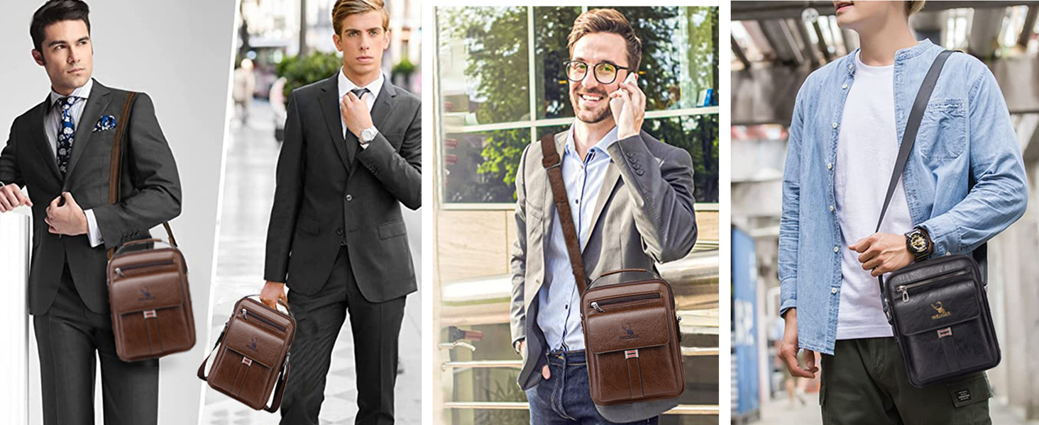 Чоловіча сумка через плече/месенджер з натуральної шкіри (колір: коричневий)