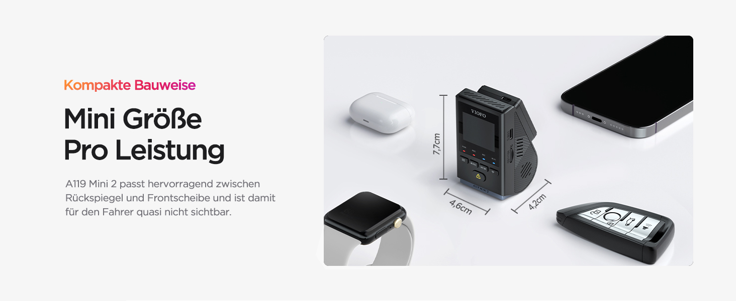 VIOFO A119 Mini 2: Автомобільний відеореєстратор з GPS, 2.7K, Wi-Fi, HDR, нічне бачення STARVIS, голосове керування, 24h паркувальний режим