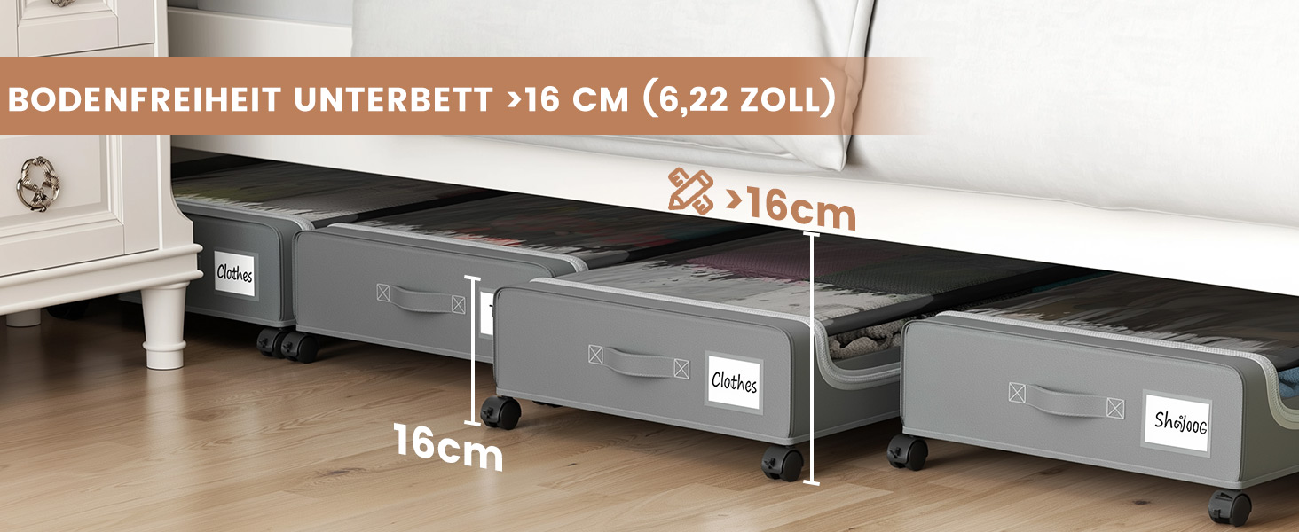 Коробки для зберігання під ліжко PHINOX з роликами, сірі, 2 шт (74x42x16 см) - коробки-органайзери для одягу, взуття, іграшок з прозорою кришкою