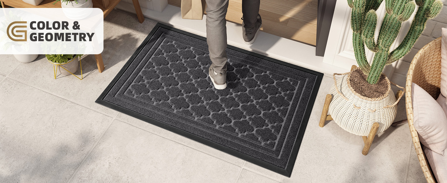 Килимок для дому та вулиці Color G, 43.5 x 75 см, неслизький, миючий, для входу, балкону (сірий)