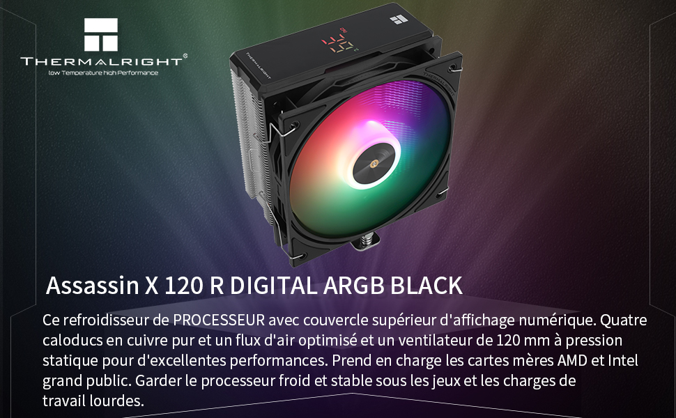 Вентилятор для ПК TR Assassin X 120R Digital ARGB з підсвічуванням, тихий, сумісний з AM4/AM5, Intel LGA1851/1700/115X/1200