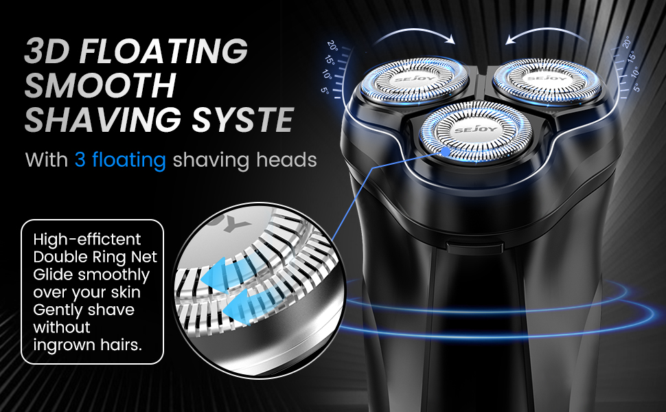 Електрична бритва 3D Rotationsrasierer: для чоловіків, з поп-ап тримером, швидка зарядка, LCD дисплей