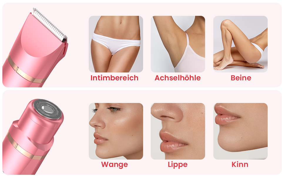 Електричний жіночий епілятор для тіла та обличчя, для інтимної зони, мокрий/сухий, з USB-зарядкою, рожевий