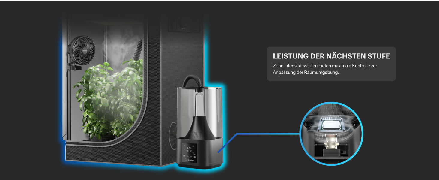 AC Infinity CLOUDFORGE T3 – Увлажнитель воздуха для растений 4,5 л с контролем VPD, 10-ступенчатый распылитель, удлиняемый шланг, защита от протечек, для гроубоксів (15 л)