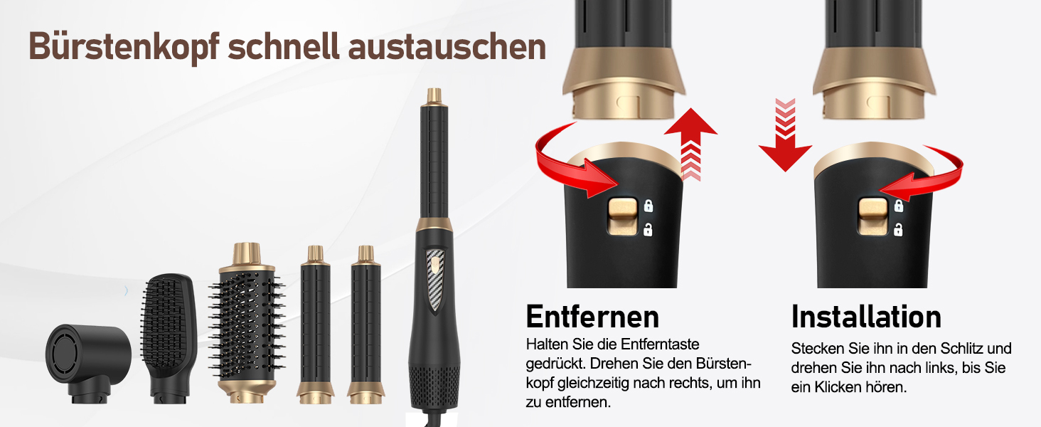 Набір мультистайлер для волосся 5 в 1 Warmluftbürste: фен, плойка, випрямляч, набір для локонів, 1000W