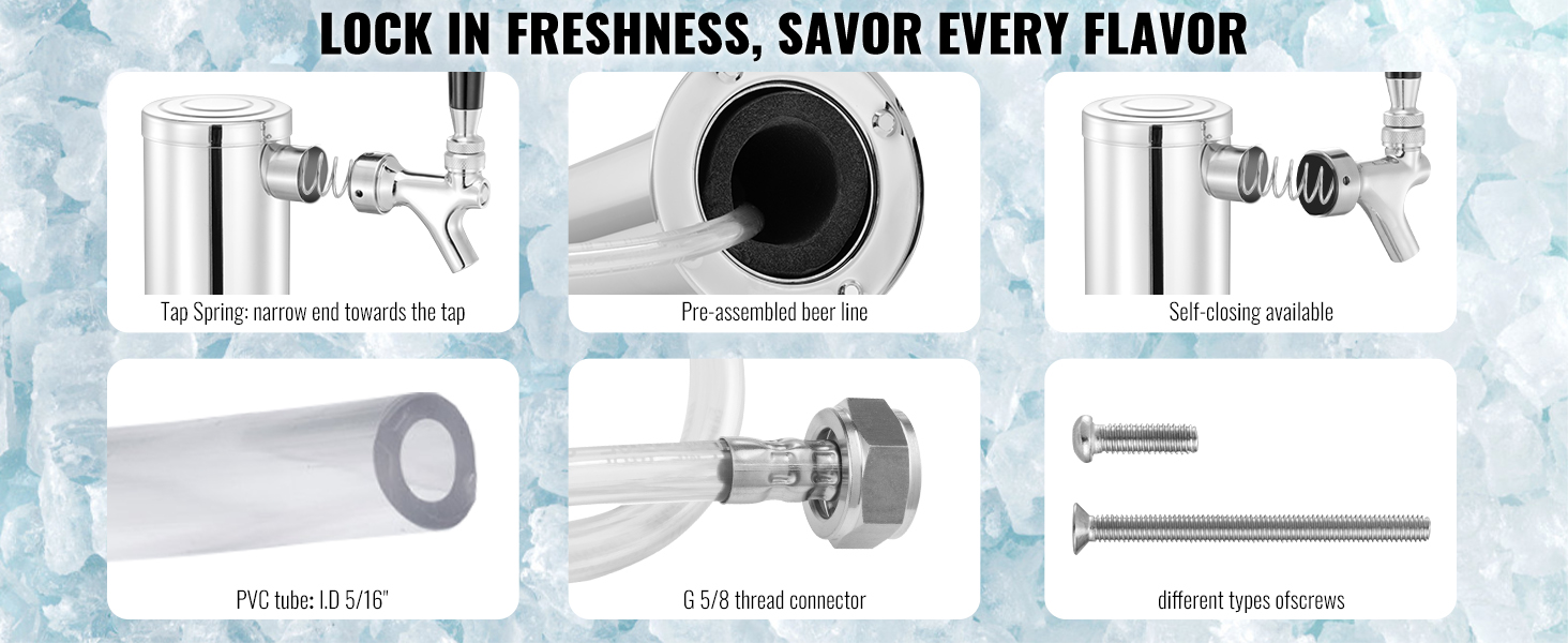 Набір для розливу пива VEVOR з двома кранами, з нержавіючої сталі, кегераторний бак для барів, пабів, ресторанів та свят
