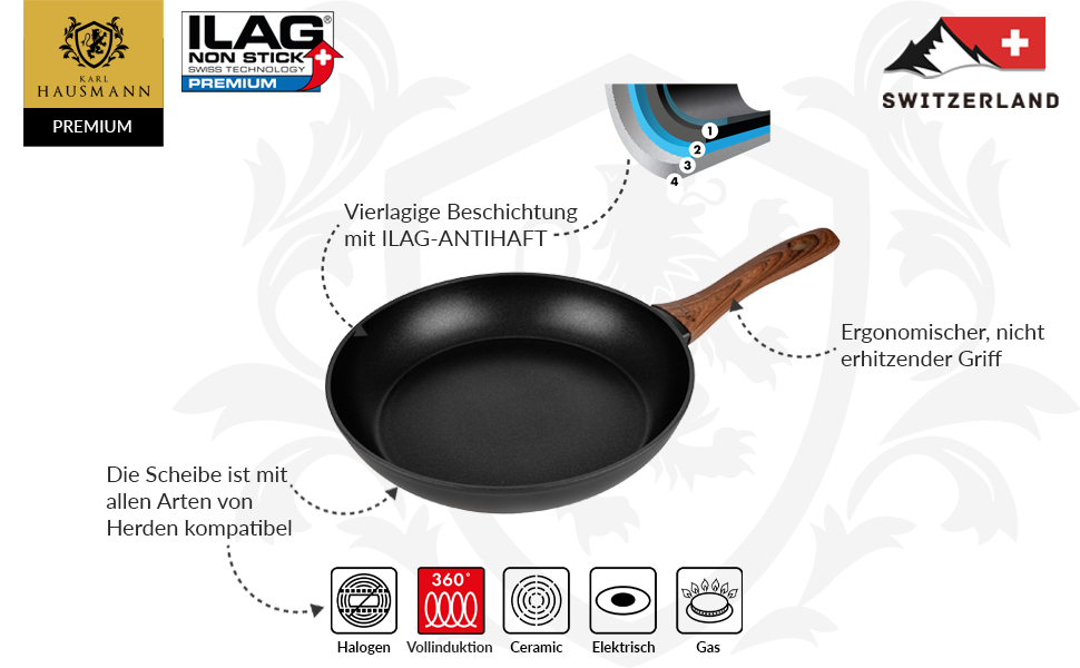 Сковорода з антипригарним покриттям, діаметр 20 см - для всіх типів плит (індукція, газ)