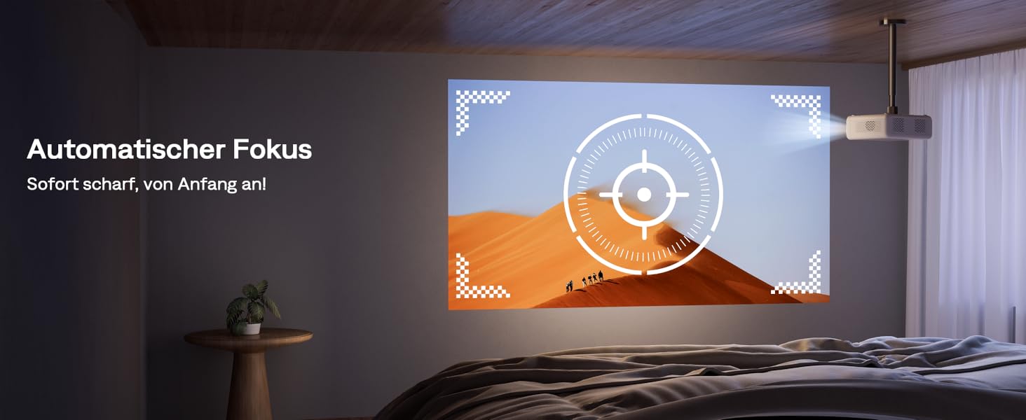 Aurzen Eazze D1 Smart Beamer: 4K проєктор для домашнього кінотеатру з WiFi, Bluetooth, автофокусом та корекцією трапецеїдальних спотворень. Підтримка Netflix, Dolby Audio, Full HD 1080P. Білий (GTV)