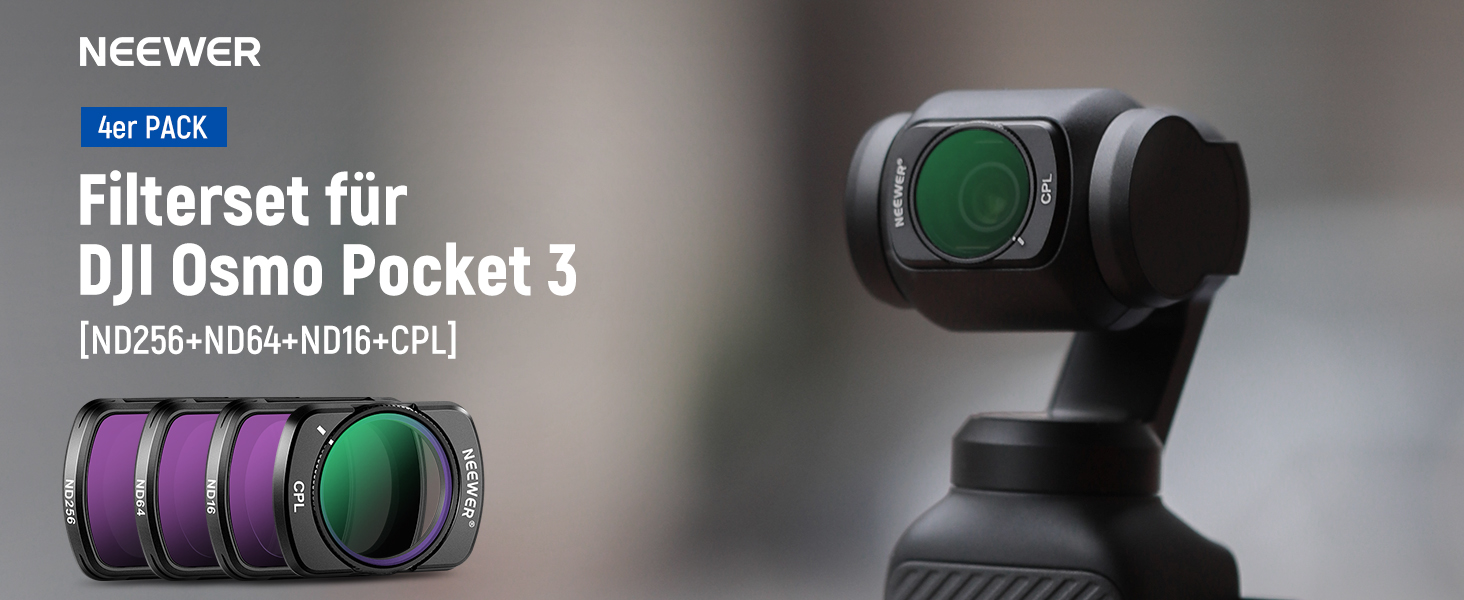 Набір фільтрів NEEWER ND/CPL для DJI Osmo Pocket 3: 4 шт. (ND16, ND64, ND256, поляризаційний)