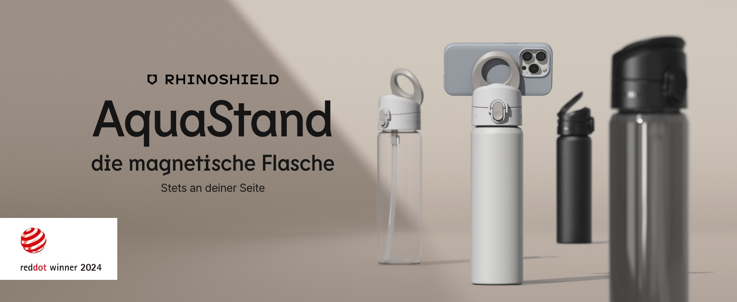 RhinoShield AquaStand магнітна пляшка 700 мл, ізольована сталева спортивна пляшка зі соломинкою, сумісна з MagSafe, регульований кут, герметична, чорна