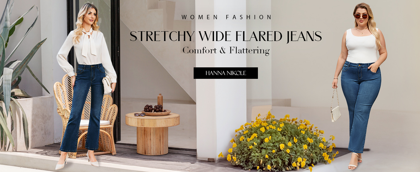 Жіночі джинси Bootcut Hanna Nikole великого розміру, висока талія, блакитний денім, еластичні