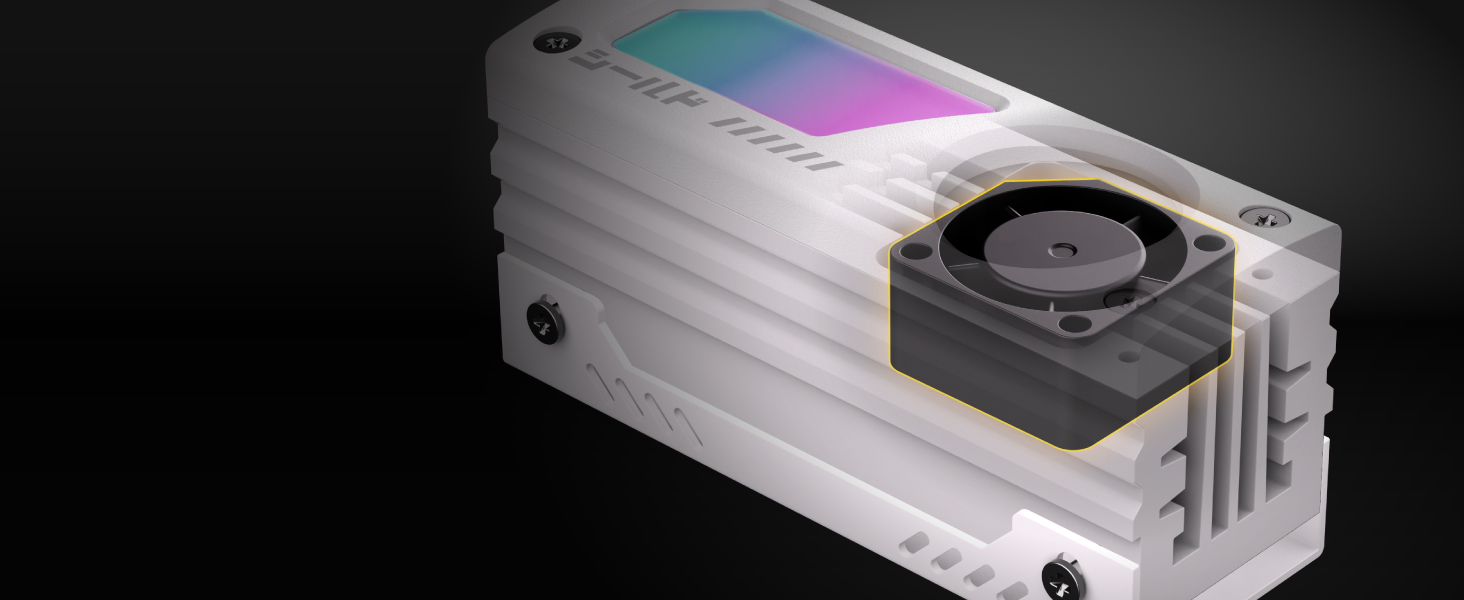 Охолоджувач SSD M.2 EZDIY-FAB Shield ARGB з 20мм вентилятором PWM, преміум-алюмінієвий дизайн, підтримка ARGB 5V 3-Pin, для M.2 2280, чорний, 1 шт.