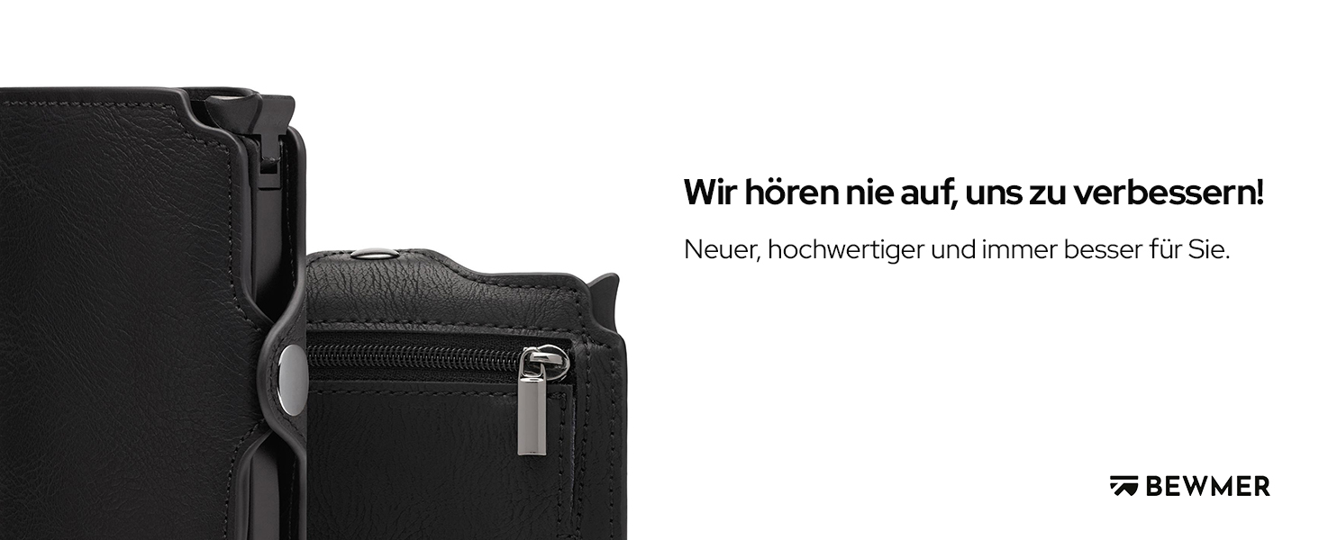 BEWMER Преміум картхолдер для кредитних карток | Смарт-портмоне для жінок та чоловіків з RFID захистом від копіювання | Шкіряне картхолдер-гаманець сірого кольору