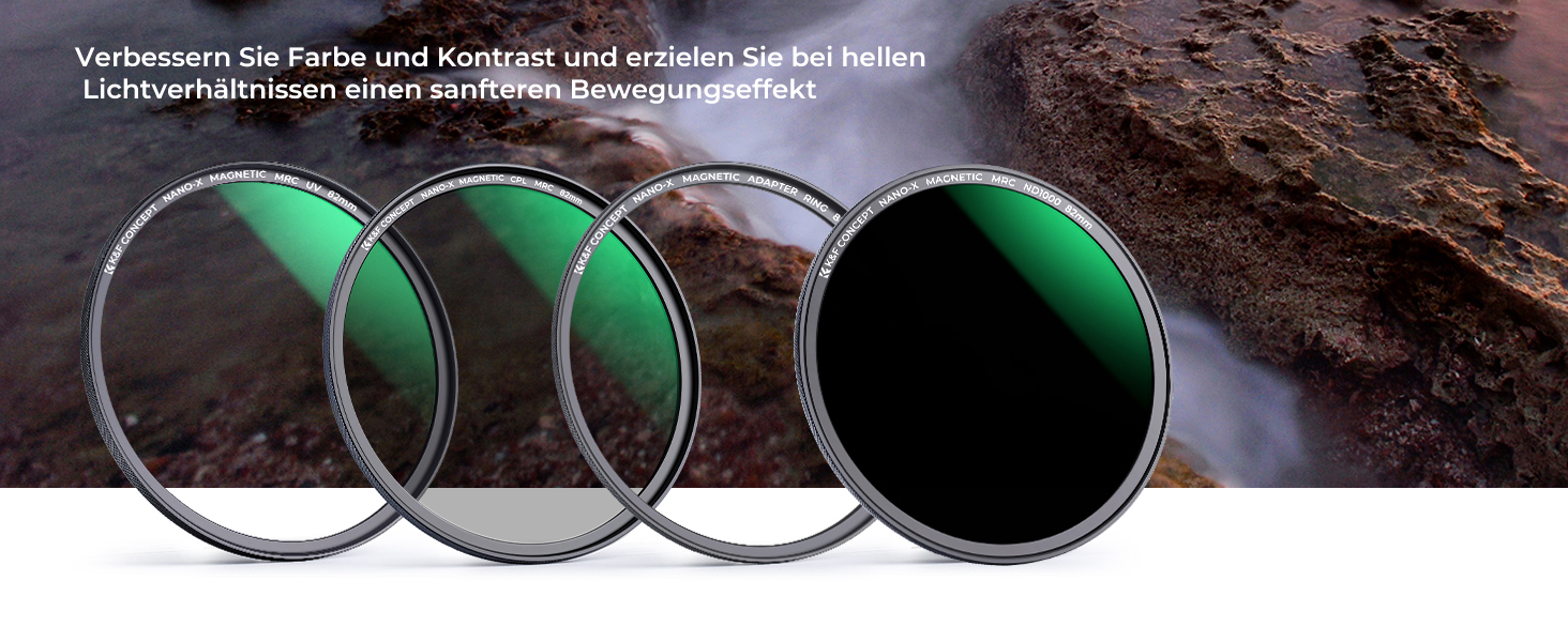 Набір магнітних фільтрів K&F Concept 82mm: MCUV, CPL, ND1000 з адаптером та сумкою (Nano-Xcel)