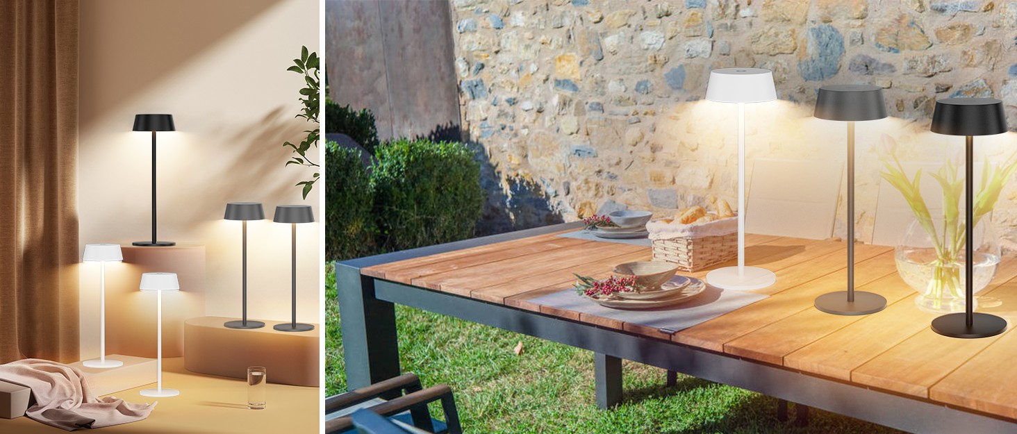 Акумуляторна LED настільна лампа Klighten з димером, сенсорна, металева, сріблясто-антрацитова (3000K) для спальні, ресторану