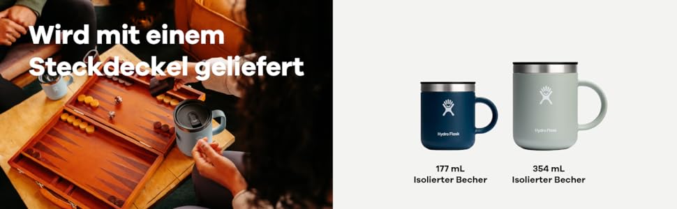 Термокружка Hydro Flask 177 мл (6 oz) з нержавіючої сталі - ізольована, з кришкою та ручкою. Чорний колір