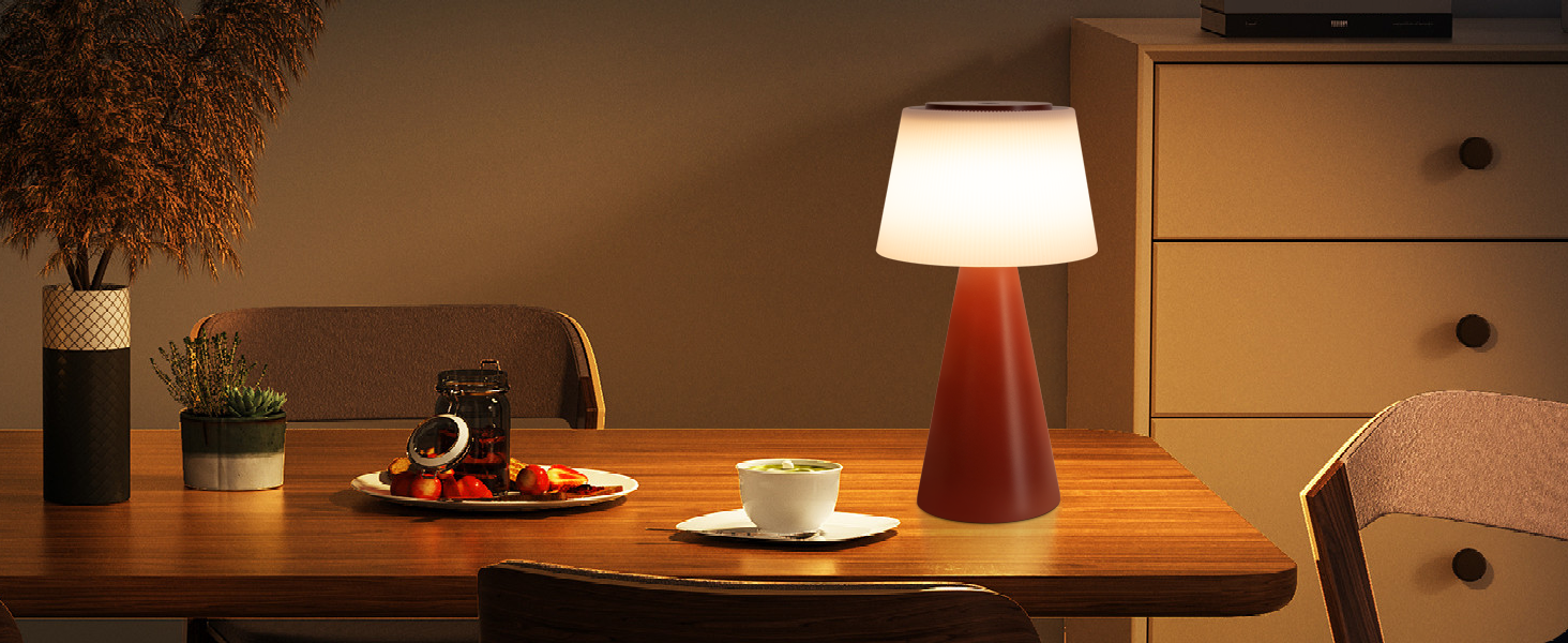 Настільна лампа акумуляторна LED біла з USB зарядкою, диммер, 3600mAh - для спальні, вітальні, вулиці