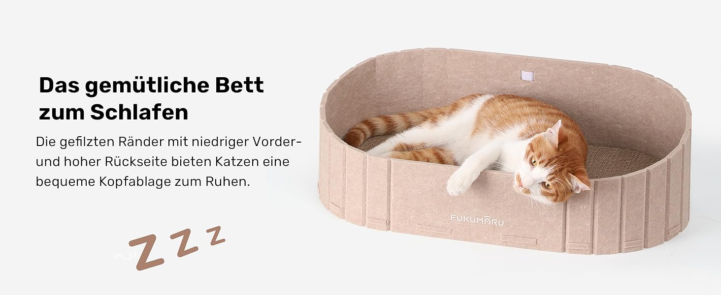 Котяче дряпальний борд FUKUMARU: диван з картону та фетру, 61 см, бежевий