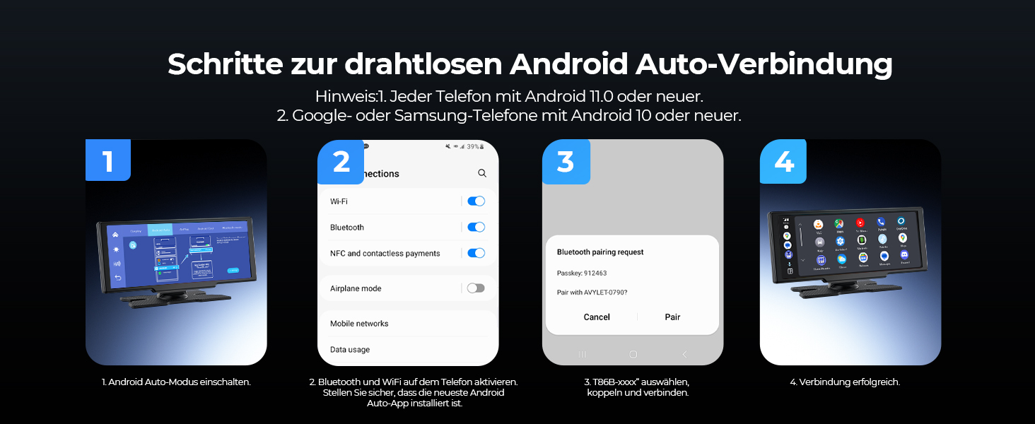 Krunia 8.1'' Бездротовий портативний CarPlay-екран 60FPS для Apple CarPlay та Android Auto з OTA-оновленнями, камерою заднього виду, Mirror Link, Bluetooth, голосовим керуванням та GPS-навігацією