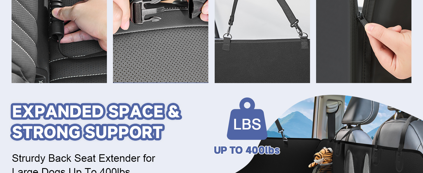 Захист для заднього сидіння автомобіля для собак з жорстким дном, 400 lbs, водовідштовхувальний, з сіткою, чорний, розмір L (147x75 см), штучна шкіра