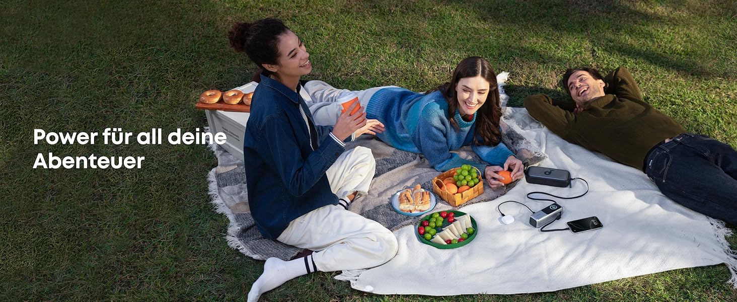 Powerbank Anker 25000mAh 165W з USB-C, 3 порти USB-C (100W), вбудований кабель, для iPhone, MacBook, Samsung та інших пристроїв (Чорний)