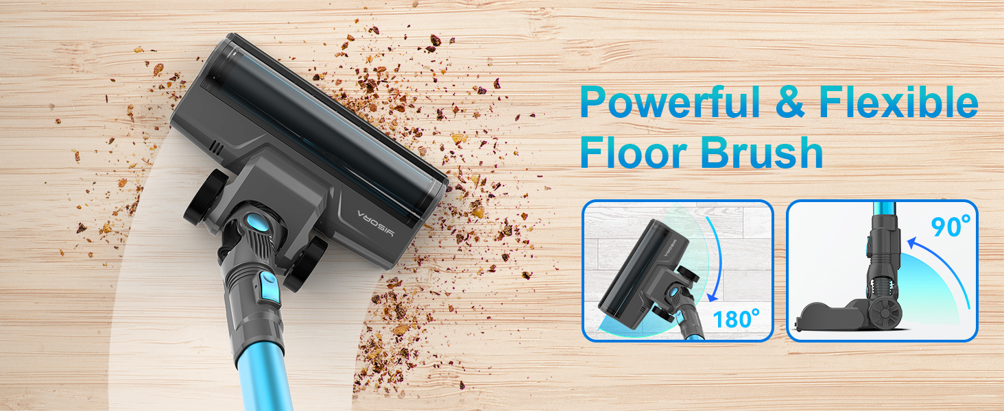 Бездротовий акумуляторний пилосос 25000Pa з турбощіткою, 175W, 50хв роботи, для твердих поверхонь та килимів, видалення шерсті тварин, блакитний