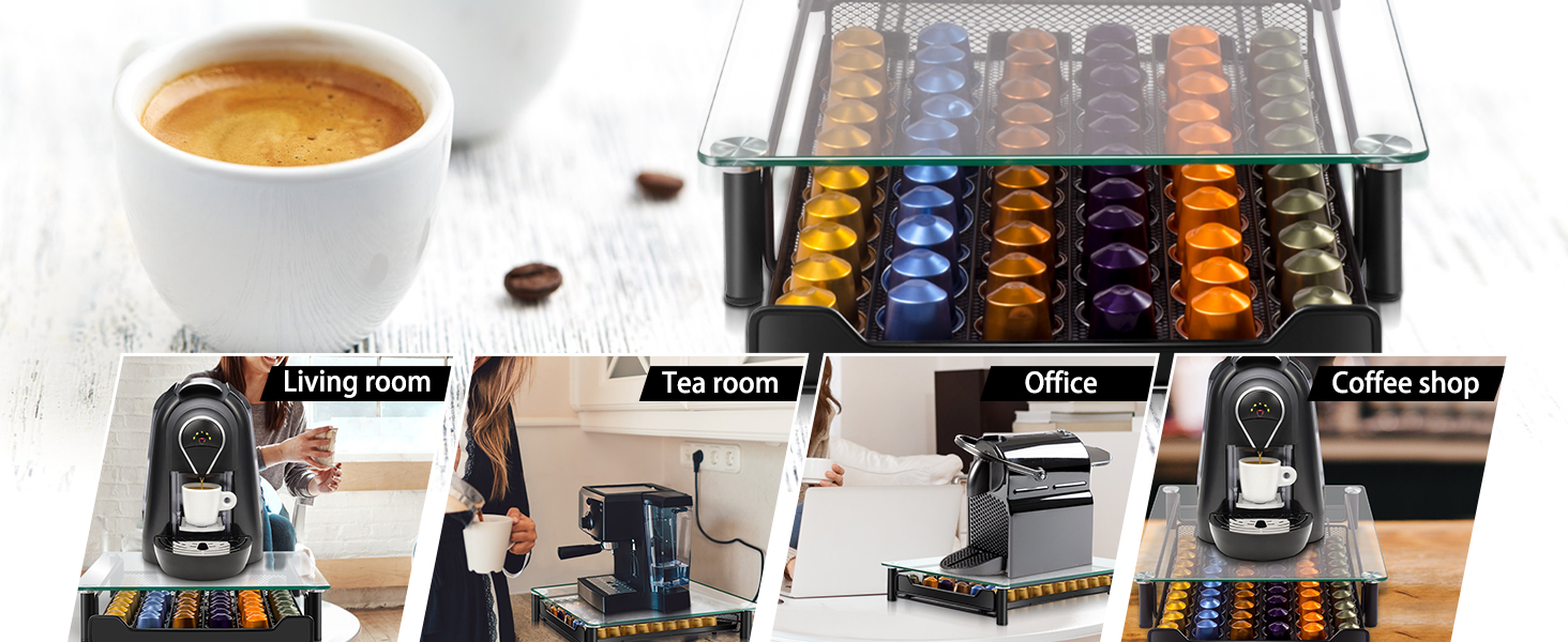 Тримач для капсул Nespresso MASTERTOP - органайзер для 60 капсул, скло, з мікрофіброю