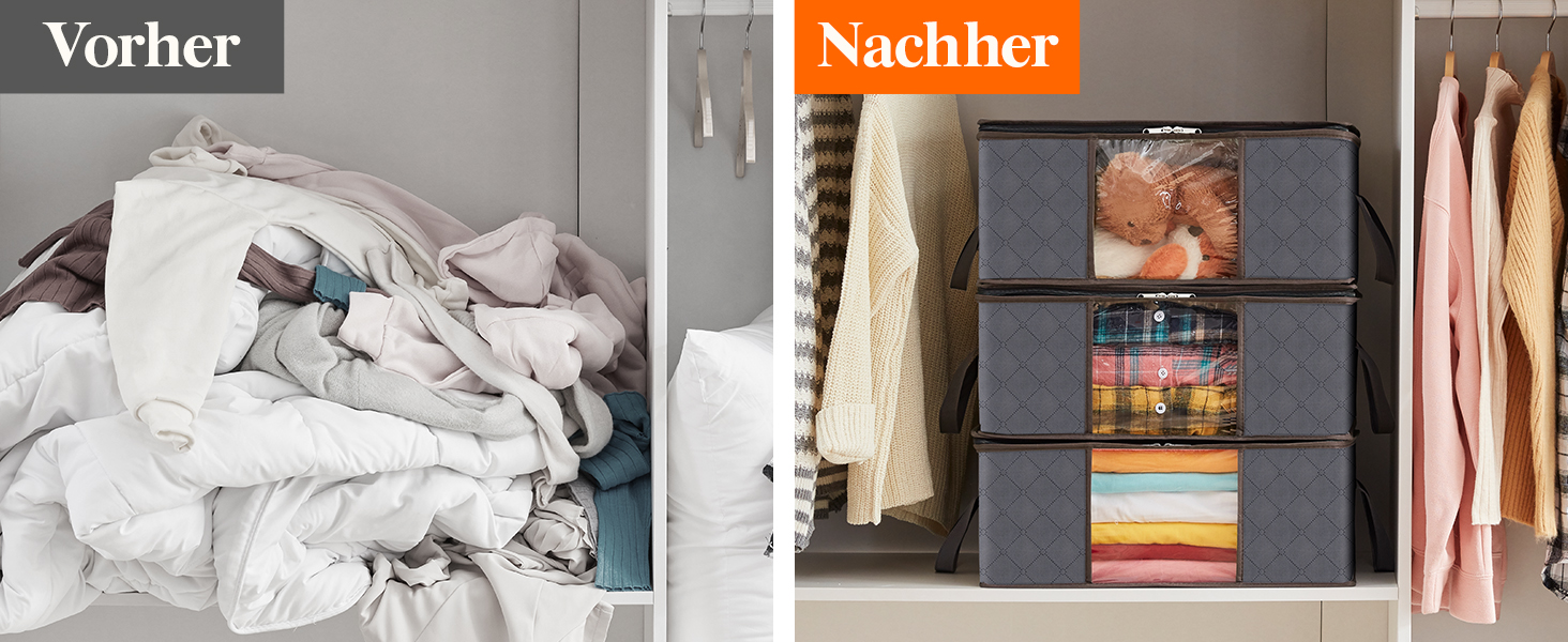 Органайзери для зберігання білизни та постільної білизни Lifewit (3 шт, 35л, сірий)