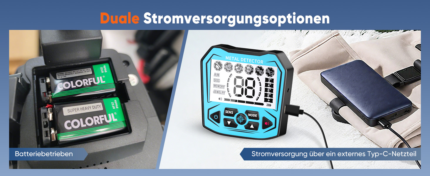 Металодетектор високоточний, регульована довжина 113-141 см, 5 режимів, акумуляторний професійний з LCD-екраном, водонепроникна котушка IP68, для дорослих та дітей, блакитний