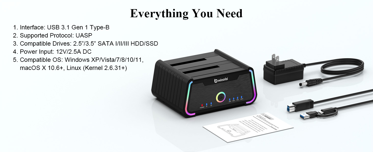 Док-станція для жорстких дисків USB-C Dual Bay для 2.5