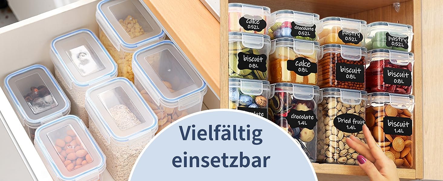 Набір контейнерів для їжі Hibisaws 12 шт. з кришкою, контейнери для заморожування, ланч-бокси, BPA-free, 100% герметичні, прозорі, 6 x 1L & 6 x 0.5L