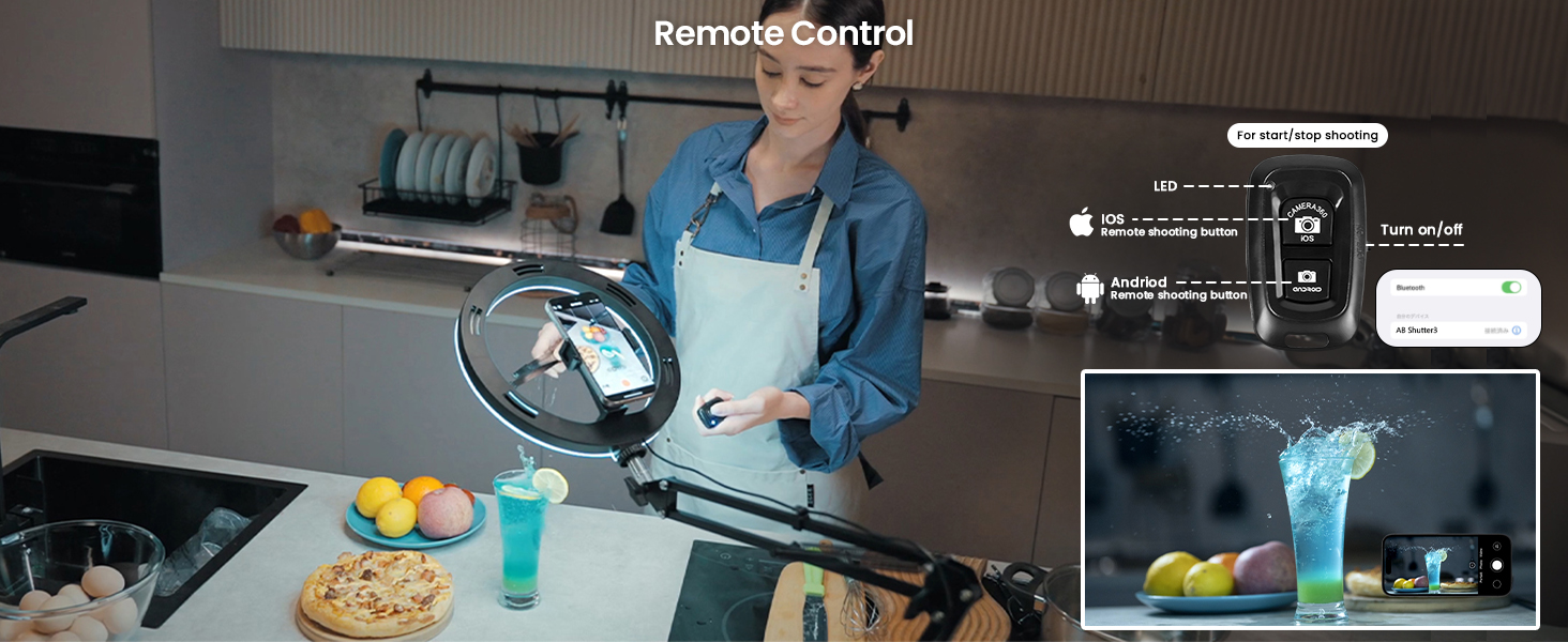 Настільний штатив з кільцевим світлом для кухні та фуд-відео – 10 дюймів | Штатив з кільцевим світлом для зйомки їжі, рецептів, відео та стріму