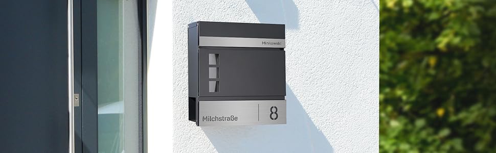 Поштовий ящик Forgard Helsingborg антрацит з газетницею, RAL 7016, персоналізований, з монтажним комплектом