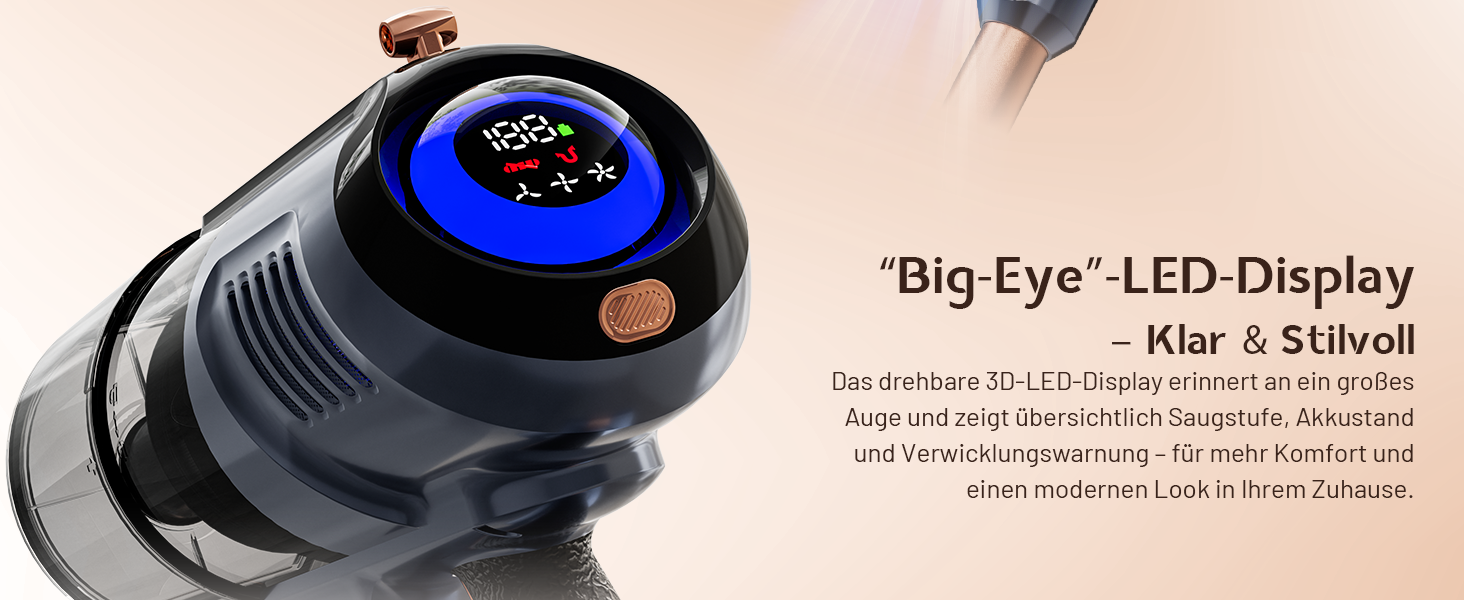 Бездротовий акумуляторний пилосос 45000Pa з антизаплутувальною щіткою, LED-дисплеєм та фільтрацією 99,9%, для прибирання шерсті тварин, килимів, твердих поверхонь та авто (сірий)