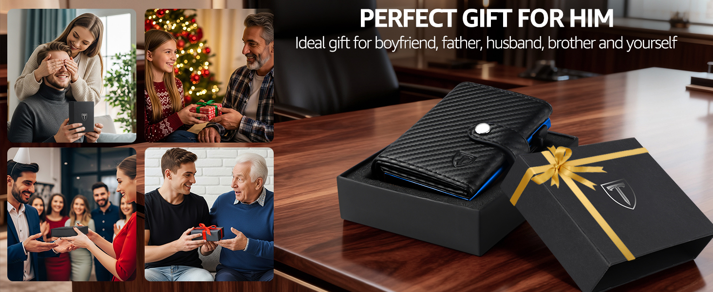 Чоловічий гаманець TENBST з відділом для монет та RFID захистом, Slim Wallet, 10 відділень для карток, помаранчевий