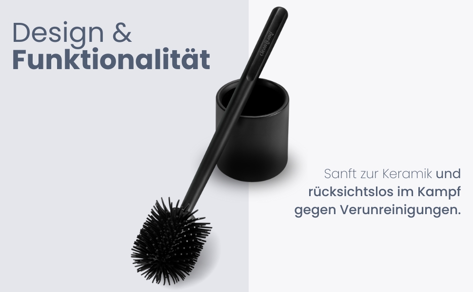 Набір для туалету Cleangang®: щітка для унітазу з тримачем, чорний силікон, швидке висихання, сучасний дизайн