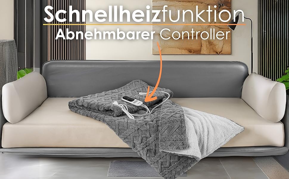 Електрична гріюча ковдра з автовимкненням Kuschelheizdecke 180x130cm, 9 рівнів нагріву, 40°C, пральна