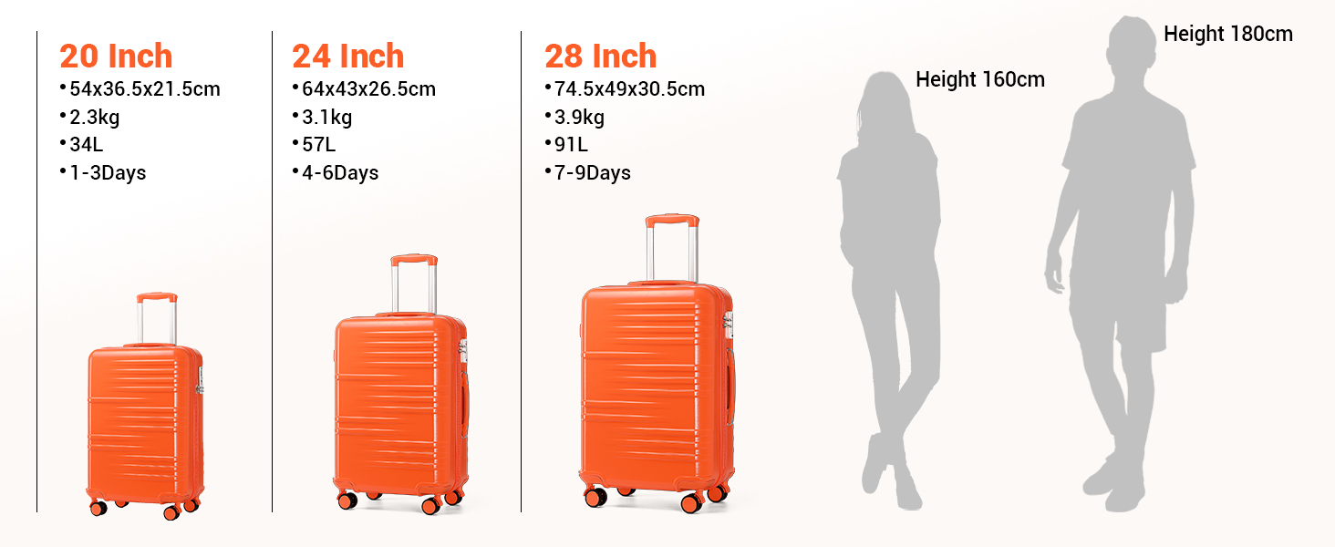 Чемодан British Traveller для ручної поклажі, середній, 64*43*26.5 см, з TSA-замком, ABS+PC, помаранчевий