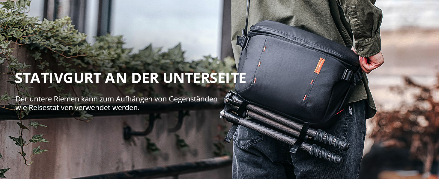 PGYTECH OneMo Sling Camera Bag 7L-9L: Водонепроникна фотосумка на плече для Sony, Canon, Nikon, DJI Mini 4 Pro, Avata 2, Mavic, зі штативом та ноутбуком, чорна