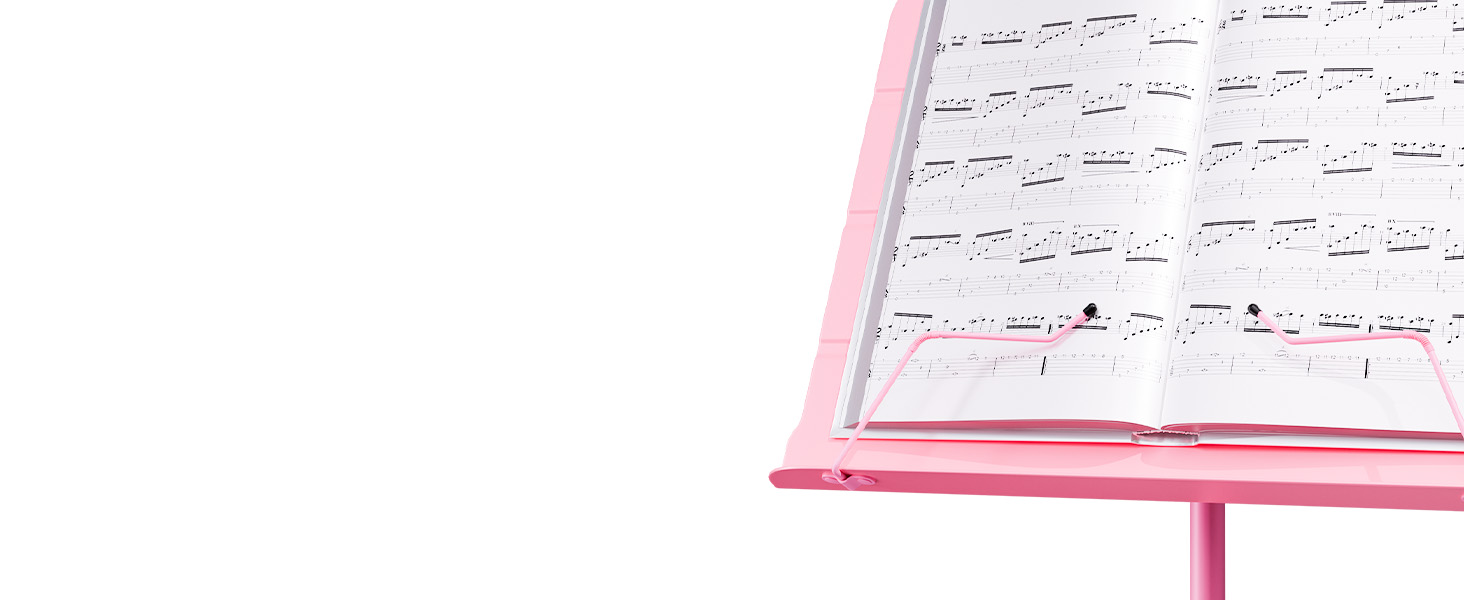 Стійка для нот Kasonic Foldable, 2-в-1, рожева, з кишенькою для нот