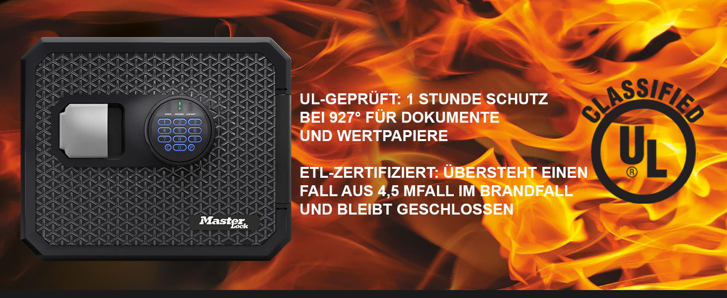 Master Lock – вогнестійкий сейф з цифровим замком, 23L, 417x348x478 мм, для дому та офісу